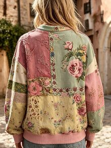 Selamara Women's Autumn Casual Street Style Slogan Print Drop Shoulder Long Sleeve Sweatshirt, Suitable For Multiple Occasions, Y2K Retro Style, Back To School Season Autumn/Winter - Multicolor - View 2