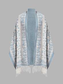 Trelyra Women's Luxury Paisley Flower Tassel Hem Cardigan - White - View 7