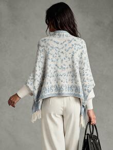 Trelyra Women's Luxury Paisley Flower Tassel Hem Cardigan - White - View 2