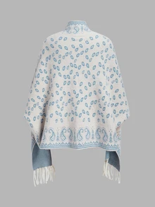 Trelyra Women's Luxury Paisley Flower Tassel Hem Cardigan - White - View 8