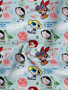 Sweetina THE POWERPUFF GIRLS X SHEIN 女款細肩帶上衣與短褲兩件套，鬆緊腰，休閒極簡 IP 聯名印花圖案，適合度假、畢業季、夏季上衣、日常通勤、約會、派對、秋冬春夏、聖誕節、新年、感恩節、婚禮、海灘 - 彩色 - 查看 5