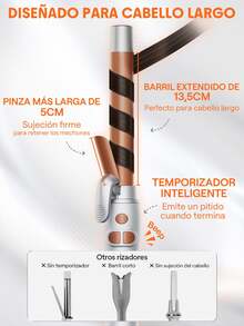 SHEGLAM HAIR مكواة تجعيد الشعر الدوارة It-Curl، مكواة تجعيد شعر سيراميك أوتوماتيكية، أداة تجعيد شعر دوارة، عصا دوارة للحصول على تموجات تدوم طويلاً، تسخين سريع PTC 60 ثانية، 5 خيارات لدرجة الحرارة، مؤقت ذكي، زر رئيسي لإعادة الضبط السريع، طلاء سيراميك مائي - حرارة متساوية لتصفيف موحد للشعر الطويل ماكياج عطلة الإكسسوارات لون القرنفل مشط خريف - فضي - مشاهدة 4