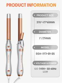 SHEGLAM HAIR مكواة تجعيد الشعر الدوارة It-Curl، مكواة تجعيد شعر سيراميك أوتوماتيكية، أداة تجعيد شعر دوارة، عصا دوارة للحصول على تموجات تدوم طويلاً، تسخين سريع PTC 60 ثانية، 5 خيارات لدرجة الحرارة، مؤقت ذكي، زر رئيسي لإعادة الضبط السريع، طلاء سيراميك مائي - حرارة متساوية لتصفيف موحد للشعر الطويل ماكياج عطلة الإكسسوارات لون القرنفل مشط خريف - فضي - مشاهدة 10