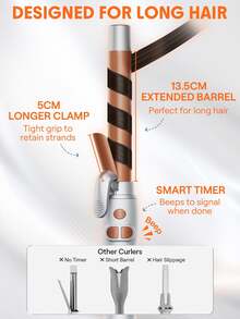 SHEGLAM HAIR It-Curl Rotating Curling Iron,Automatic Ceramic Curling Iron,Rotating Hair Curler,Spinning Wand For Long-Lasting Waves,PTC 60s Fast Heating,5 Temp Selection,Smart Timer,Home Button For Quick Reset,Water-Based Ceramic Coating-Even Heat For Uniform Styling For Long Hair - Silver - View 4