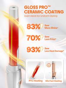 SHEGLAM HAIR It-Curl Rotating Curling Iron,Automatic Ceramic Curling Iron,Rotating Hair Curler,Spinning Wand For Long-Lasting Waves,PTC 60s Fast Heating,5 Temp Selection,Smart Timer,Home Button For Quick Reset,Water-Based Ceramic Coating-Even Heat For Uniform Styling For Long Hair - Silver - View 6