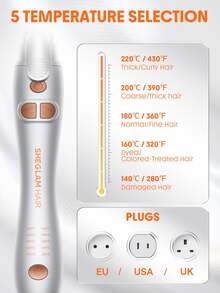 SHEGLAM HAIR It-Curl Rotating Curling Iron,Automatic Ceramic Curling Iron,Rotating Hair Curler,Spinning Wand For Long-Lasting Waves,PTC 60s Fast Heating,5 Temp Selection,Smart Timer,Home Button For Quick Reset,Water-Based Ceramic Coating-Even Heat For Uniform Styling For Long Hair - Silver - View 8