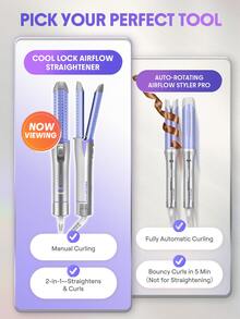 SHEGLAM HAIR Cool Lock Airflow Styler, 360° Airflow Styler Hair Straightener,2 In 1 Straightener & Curler,Hair Curler With Cooling Air Vents To Lock In Style,4 Adjustable Temp,Dual Voltage,Fast Straightening,Water-Based Ceramic Coating Makes Hair Shiny,Cueler & Straightener For Long Short Hair Makeup Holiday Accerssories Pink Comb Autumn - Silver - View 4