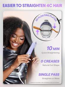 SHEGLAM HAIR Cool Lock Airflow Styler, 360° Airflow Styler Hair Straightener,2 In 1 Straightener & Curler,Hair Curler With Cooling Air Vents To Lock In Style,4 Adjustable Temp,Dual Voltage,Fast Straightening,Water-Based Ceramic Coating Makes Hair Shiny,Cueler & Straightener For Long Short Hair Makeup Holiday Accerssories Pink Comb Autumn - Silver - View 8