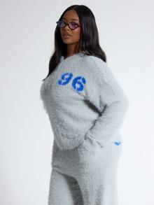 MUSERA Plus Size Grey Knit Relaxed Fit Logo Zip Up Cardigan Fall Autumn Winter Women Outfit Day Outfit Casual - Grey - View 2