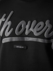 Manfinity Roughcore Men's Autumn/Winter Fashion Letter Print Decor Pullover Long Sleeve Sweatshirt - Black - View 6