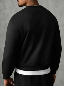 Manfinity Roughcore Men's Autumn/Winter Fashion Letter Print Decor Pullover Long Sleeve Sweatshirt - Black - View 2