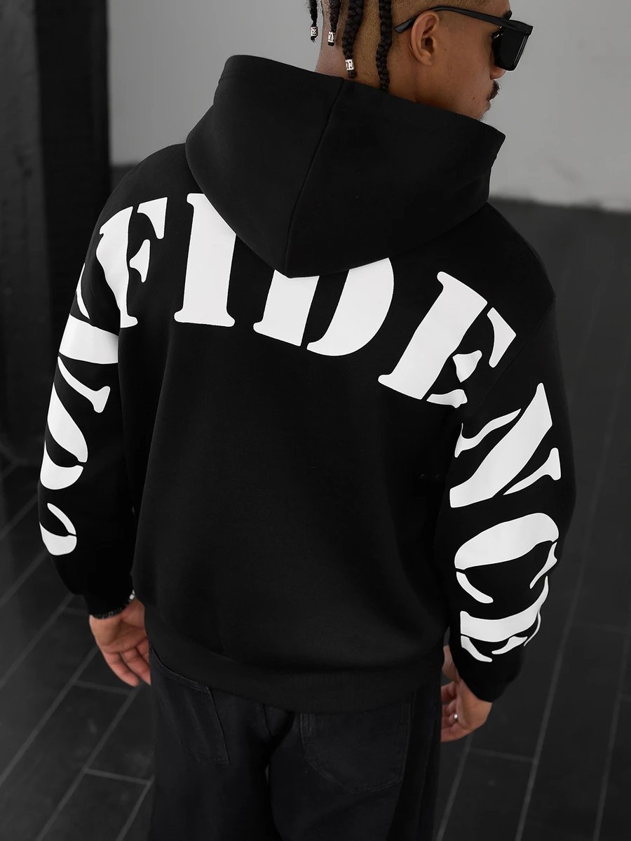 SLATEMANN Men's Colorblock Casual Hoodie - Black - View 1