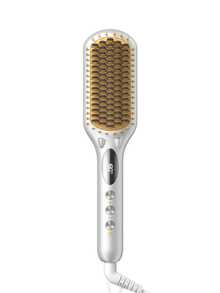 SHEGLAM HAIR Sleek Chic Triple Grip Straightening Brush,Ionic Hair Straightener Brush,62 Mm Wide Panel,3 Min Quick Styling & 5 Temp Settings,60s Quick Heat Up & 60 Min Auto Shut-Off,Anti-Scald Comb Teeth & Digital Tube Display,Ceramic Heating Element,40 Million Negative Ions For Less Damage,Universal Voltage For Daily Commute To Work - Silver - View 10
