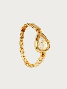 Glisma 1pc Women's Fashionable Quartz Watch With Alloy Case And Unique Rhinestone Snake Design, High Cost-Performance - Gold - View 4