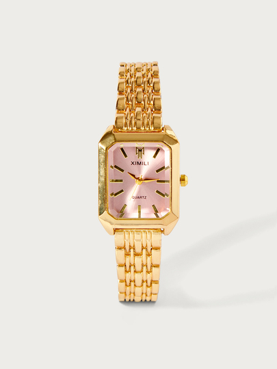 Glisma 1pc Women's Elegant Quartz Wrist Watch, Steel Band Square Dial, Classic Luxury Style (No Watch Box Included)