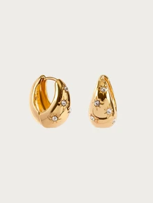 Glisma 1pair Fashion Rhinestone Decor Earrings For Women For Daily Decoration Dating Gift - Gold - View 4