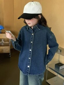 DAZY Girl's Plus Size Denim Jacket And Outerwear, Fall Clothes - Dark Wash - View 8