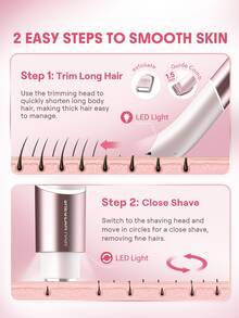 SHEGLAM HAIR Smooth Moves Dual-Head Electric Bikini Trimmer,Dual-Head Women Body Electric Shaver, Fast,Gentle & Smooth,Built-In LED Light & IPX7 Waterproof,Dry Shave/Wet Shave,No Nicks/Cuts,No Ingrown Hairs & No Razor Burn,Universal Voltage,Suitable For Leg,Armpit,Bikini Area,Cheek,Upper Lip,Chin - Pink - View 4