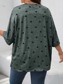 SHEIN LUNE 夏季休閒寬鬆居家與戶外極簡基礎短袖大尺碼T恤 - 彩色 - 查看 2