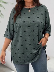 SHEIN LUNE 夏季休閒寬鬆居家與戶外極簡基礎短袖大尺碼T恤 - 彩色 - 查看 3