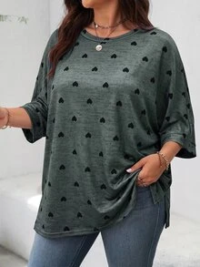SHEIN LUNE 夏季休閒寬鬆居家與戶外極簡基礎短袖大尺碼T恤 - 彩色 - 查看 5