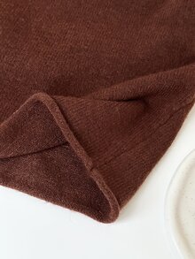 SHEIN PariChic Collegiate Style Women's Raglan Sleeve Sweater And Pleated Knit Midi Skirt Casual Set - Brown - View 6