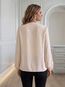 Medorina Formal Luxury Office, Peplum Ruffles,Business Social Dinner, Work Meeting, Date Night,Fall Autumn Clothes - Apricot - View 2