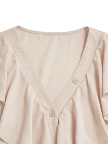 Medorina Formal Luxury Office, Peplum Ruffles,Business Social Dinner, Work Meeting, Date Night,Fall Autumn Clothes - Apricot - View 4