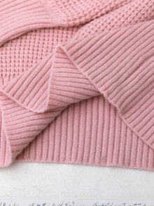 EMERY ROSE Plus Size Women Solid Color Round Neck Long Sleeve Casual Pullover Sweater Winter, Women Fall Winter Sweater - Pink - View 8