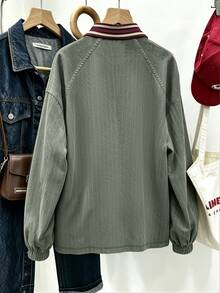 Resyla Women's Brown Animal Print Long Sleeve Zip-Up Jacket, Vintage Street Style, Distressed Spotted Texture, Belted Hem Design, Suitable For Autumn Street Night Outfits - Multicolor - View 2