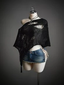 Amplova Women's Asymmetric Neck Distressed Casual Versatile Daily Wear Knit Top - Black - View 4