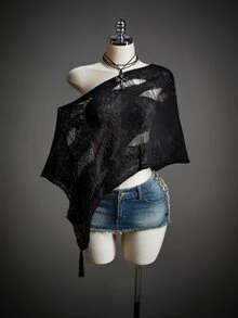 Amplova Women's Asymmetric Neck Distressed Casual Versatile Daily Wear Knit Top - Black - View 9