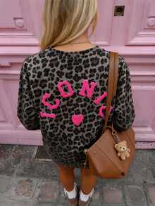 DrmWander Kaos Lengan Panjang Wanita Kasual Leher Bulat Motif Leopard Bordir Pola ICONIC, Hadiah untuk Teman - MultiWarna - View 7