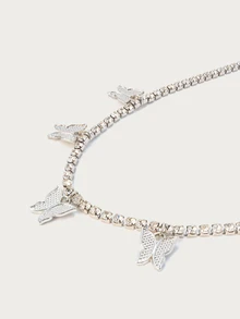 Glisma 1pc Diamond Butterfly Pendant Necklace Suitable For Women - Silver - View 5