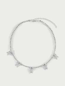 Glisma 1pc Diamond Butterfly Pendant Necklace Suitable For Women - Silver - View 3