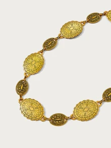 Glisma Vintage Punk Style Hollow Flower Waist Chain For Women, Fashion Retro Waist Decorative Chain, Suitable For Beach, Diamond Pattern, Zinc Alloy - Gold - View 4