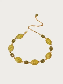Glisma Vintage Punk Style Hollow Flower Waist Chain For Women, Fashion Retro Waist Decorative Chain, Suitable For Beach, Diamond Pattern, Zinc Alloy - Gold - View 6