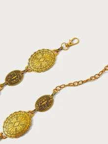 Glisma Vintage Punk Style Hollow Flower Waist Chain For Women, Fashion Retro Waist Decorative Chain, Suitable For Beach, Diamond Pattern, Zinc Alloy - Gold - View 8
