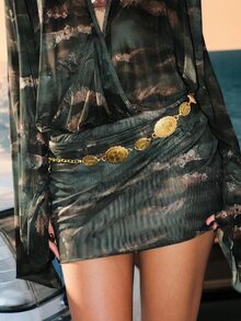 Glisma Vintage Punk Style Hollow Flower Waist Chain For Women, Fashion Retro Waist Decorative Chain, Suitable For Beach, Diamond Pattern, Zinc Alloy - Gold - View 1
