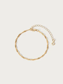 Glisma 5pcs/Set Elegant Stackable Gold Tone Bracelets, Suitable For Women's Daily Wear (Random Bead Quantity, Fixed Length) - Gold 5-pack - View 8
