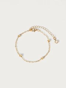 Glisma 5pcs/Set Elegant Stackable Gold Tone Bracelets, Suitable For Women's Daily Wear (Random Bead Quantity, Fixed Length) - Gold 5-pack - View 11