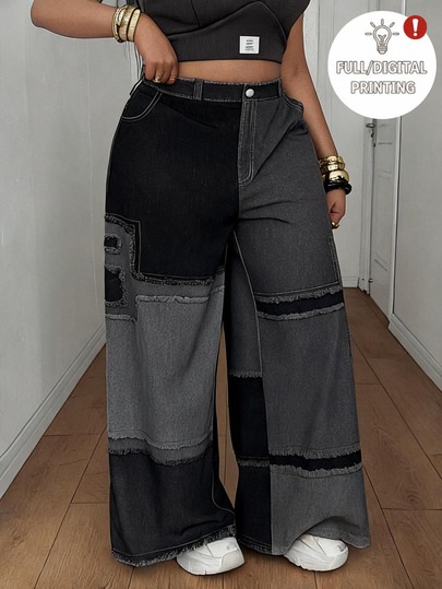 Maweii Summer Colorblock Woven Digital Patchwork Casual Loose Straight Leg Cargo Pants Fall