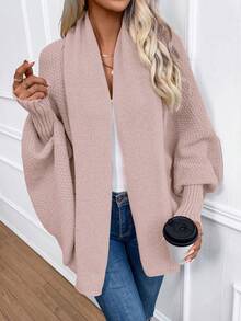 SHEIN Women's Solid Color Batwing Sleeve Long Sleeve Cardigan Fall Winter Cloth For Women - Pink - View 9