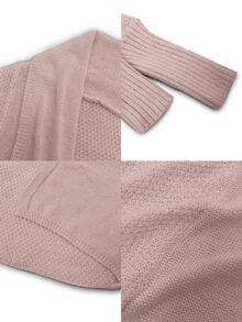 SHEIN Women's Solid Color Batwing Sleeve Long Sleeve Cardigan Fall Winter Cloth For Women - Pink - View 6