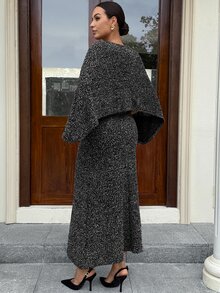 MaterniWear Maternity Dress And Long Sleeve Top Casual Daily 2 Pieces Set - Dark Grey - View 3
