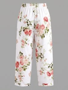 Linhara CURVE Versatile Premium Floral Print Plus Size Women's Pocket Trousers - Multicolor - View 2
