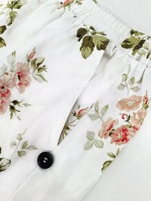 Linhara CURVE Versatile Premium Floral Print Plus Size Women's Pocket Trousers - Multicolor - View 8