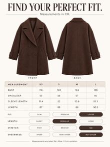 EURMUSE Oversized Elegant Boxy Double-Breasted Overcoat Office Dark Brown Winter - Chocolate Brown - View 9