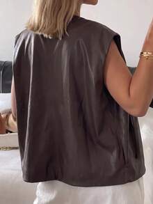GlowEve CURVE Plus Size Women's Solid Color Casual Versatile Daily Wear Top Winter - Coffee Brown - View 2