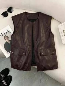 GlowEve CURVE Plus Size Women's Solid Color Casual Versatile Daily Wear Top Winter - Coffee Brown - View 1